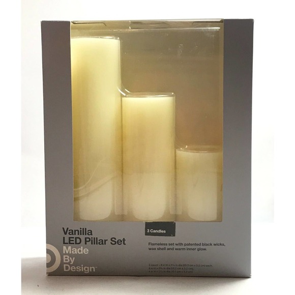 LED Flameless Candle 3 Pillar Set Vanilla Scented Wax Shell Warm Realist… - Picture 2 of 5